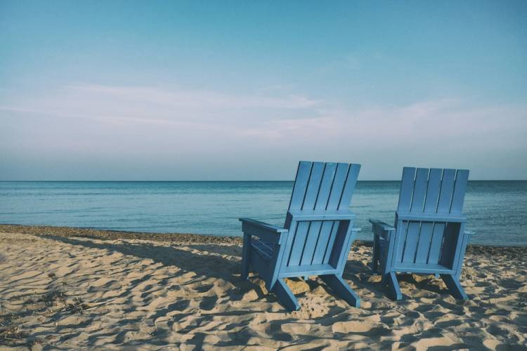 Wooden chair rentals on the beach