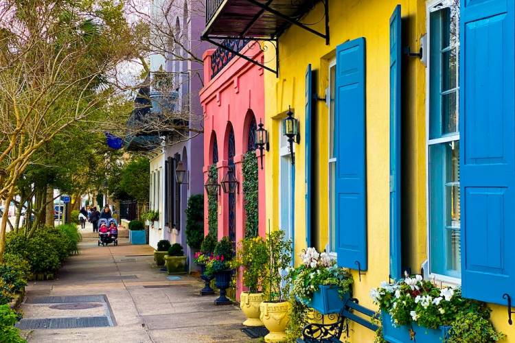 colorful homes on rainbow row