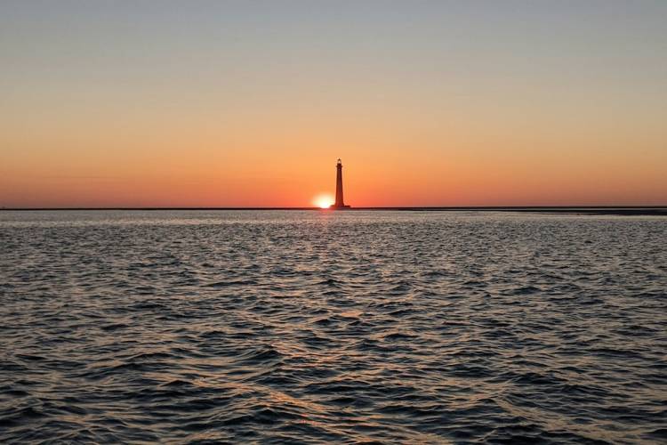 View of Morris Island Lighthouse from charter boat